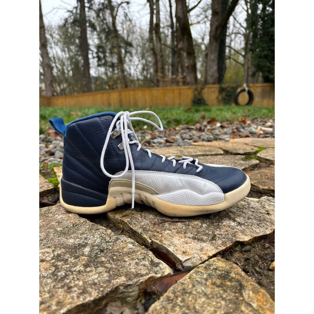 Air Jordan 12 Retro 2012 Obsidian White Navy Leather Men's Size 8 (130690-410)